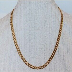 Vintage Evoke Signed Goldtone Double Curb Link Bismarck Chain Necklace 23 in EUC